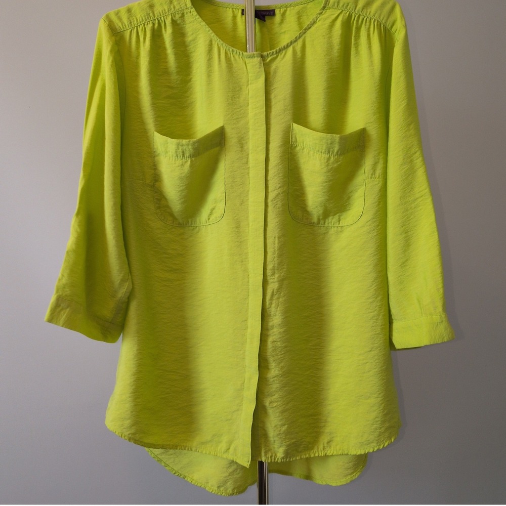 Plus Size Beverly Drive Women 1X Lime Green Roll Tab Sleeve Utility Textured